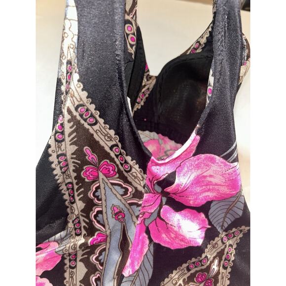 Roxanne Bra Fit Pink Floral 1-piece swimsuit 12/14 B Cup V-Front Skirt‎ - Picture 11 of 13